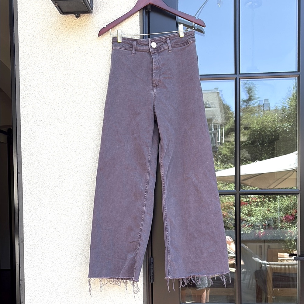 Zara Purple Wide Leg Flare Jeans